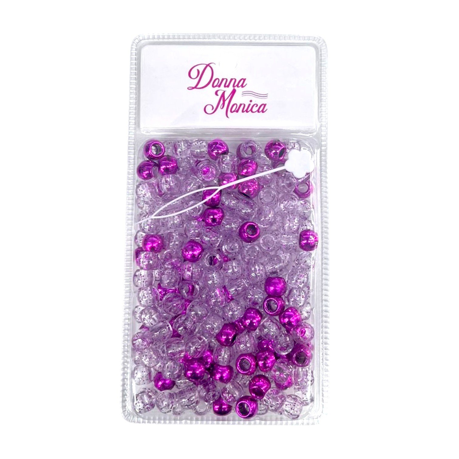 D.M Missangas Grandes Transparente/Roxo