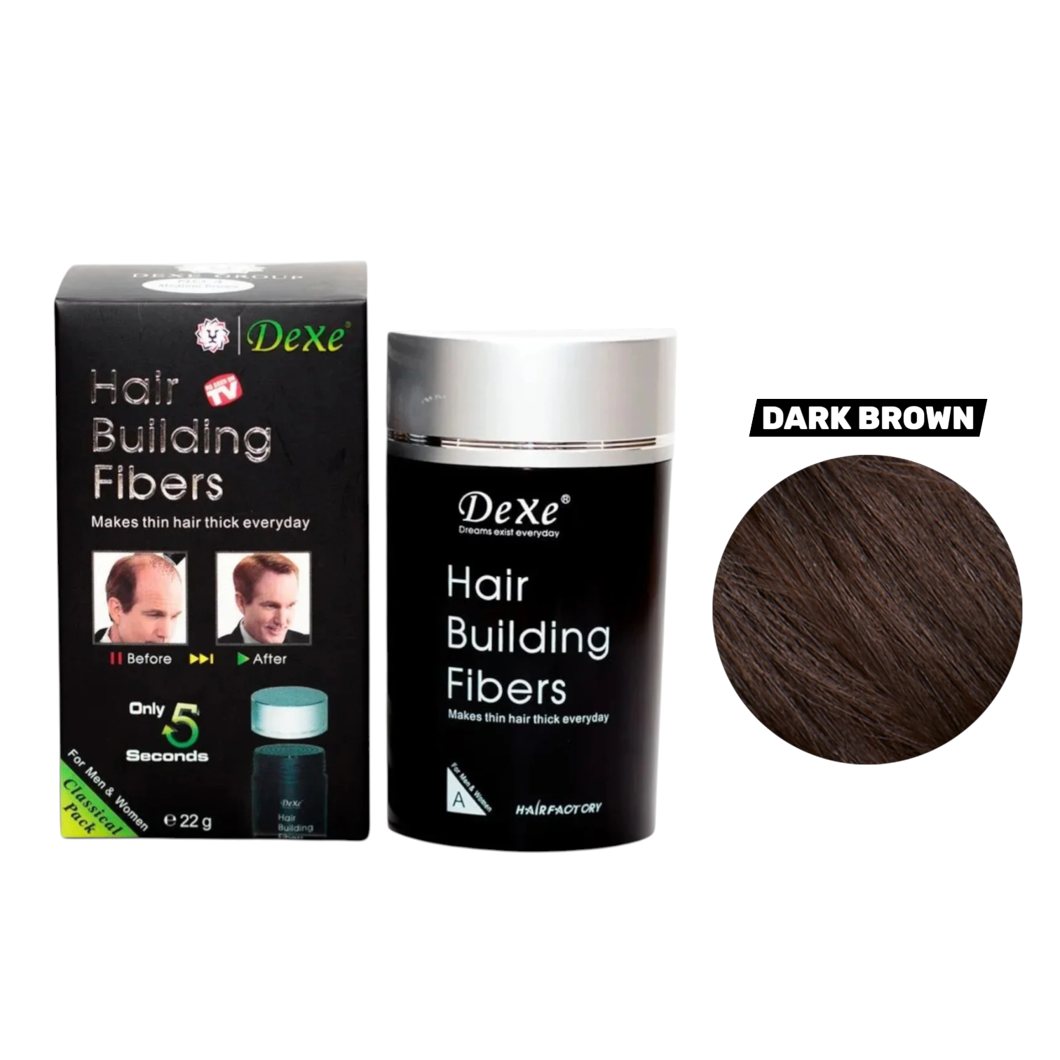 Dexe Hair Building Fiber Dark Brown 22G