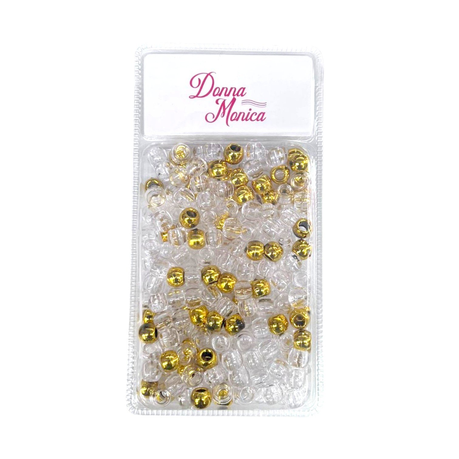 D.M Missangas Grandes Transparente/Dourado