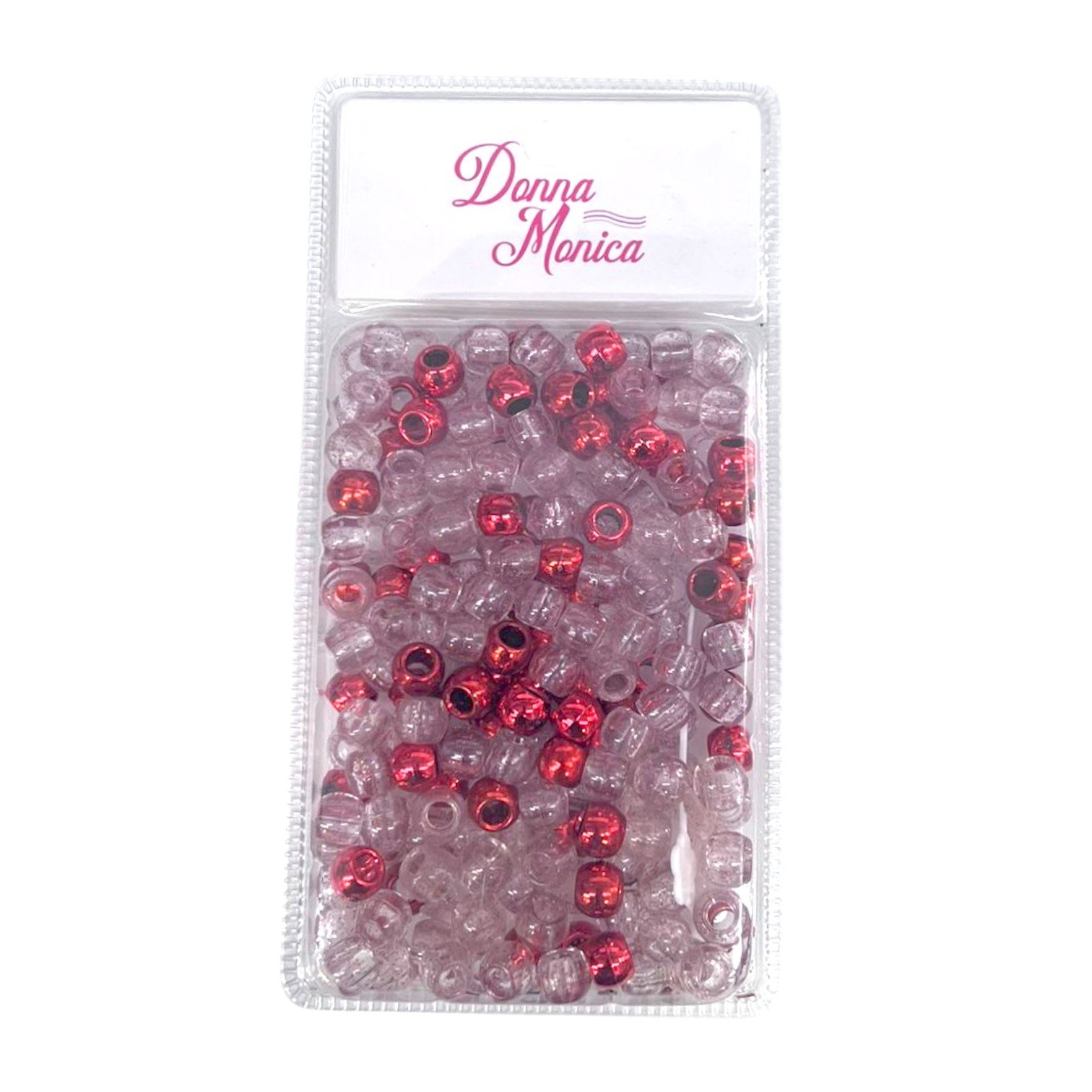 D.M Missangas Grandes Transparente/Vermelho