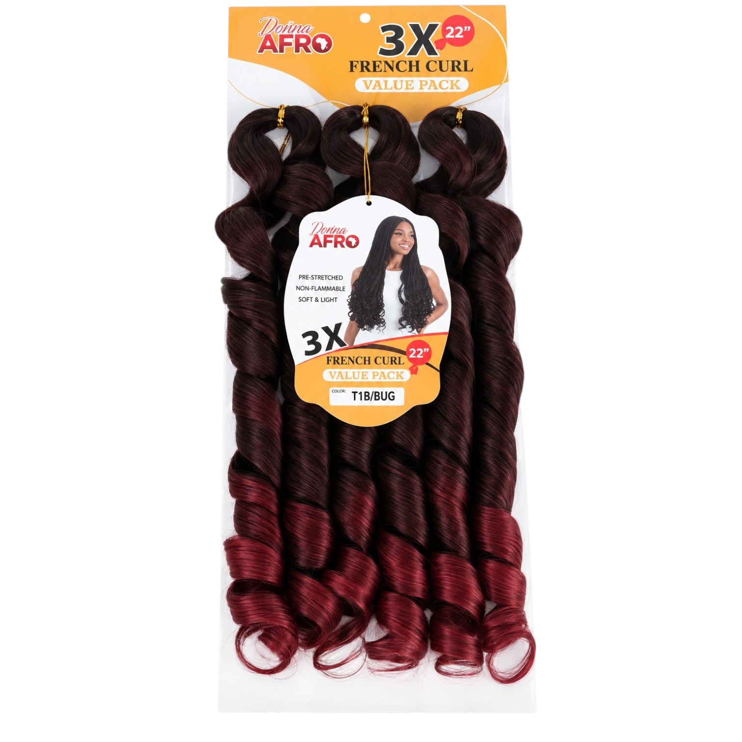 D.M  FRENCH CURL BRAID 22'' 3X T1B/BUG